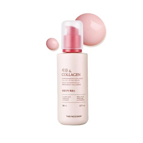 The Face Shop Pomegranate & Collagen Volume Lifting Serum - Helps Skin Look Firm & Supple - Reduces Fine Lines & Wrinkles - Improves Elasticity - Hydrating Lightweight Face Serum - Korean Skin Care