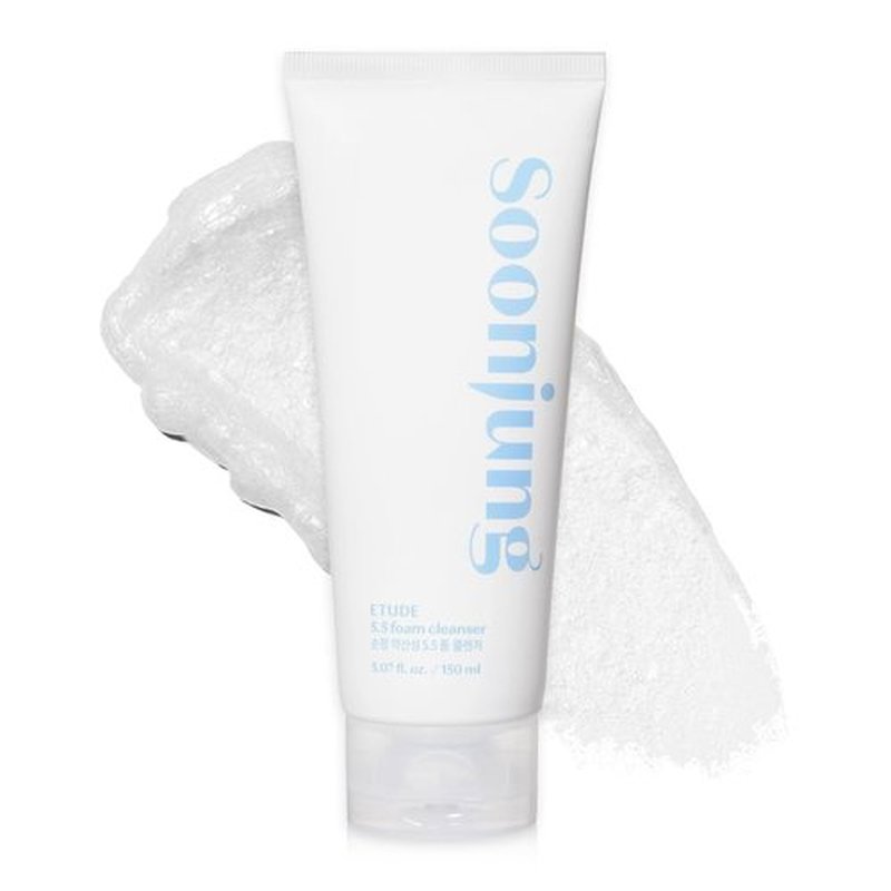 ETUDE SoonJung 5.5 Foam Cleanser - Gentle Face Wash for Sensitive Skin | Hypoallergenic & Low pH (5.1 Fl Oz)