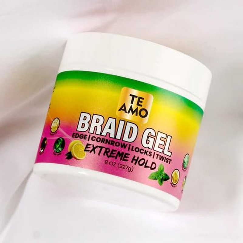 Te Amo Braiding Gel, Braid Gel | Lock N Twist | For Extreme Hold, Smooths & Tames Frizz | No Flaking Or Drying | High Shine, Long Lasting For Braids, Locks, Twists, Cornrows. (16 oz Lemon Mint)