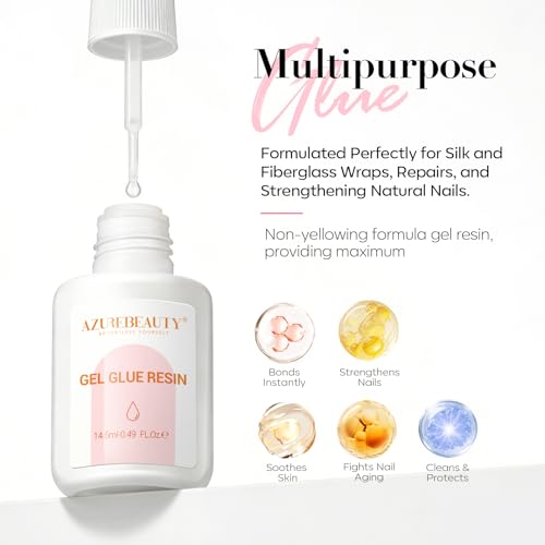 AZUREBEAUTY Nail Repair Glue for Broken Cracked Split Weak Nails, Quick Dry No UV Needed, Easy Application, Durable & Long-Lasting Fast Glue False Nails, Press On Nails
