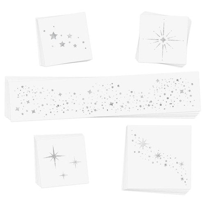 Flash Tattoos Starlight Temporary Tattoos | 25 Temporary Tattoos | Premium Waterproof Metallic Silver Glitter Face Sparkle, Freckles