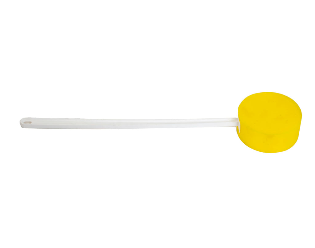 Essential Medical Supply Deluxe 2 Pack of Round Bath and Shower Sponges with 20" Long Plastic Handle and Hanging Hook - Extra Long Handle to Get to Hard to Reach Areas While Showering and Bathing