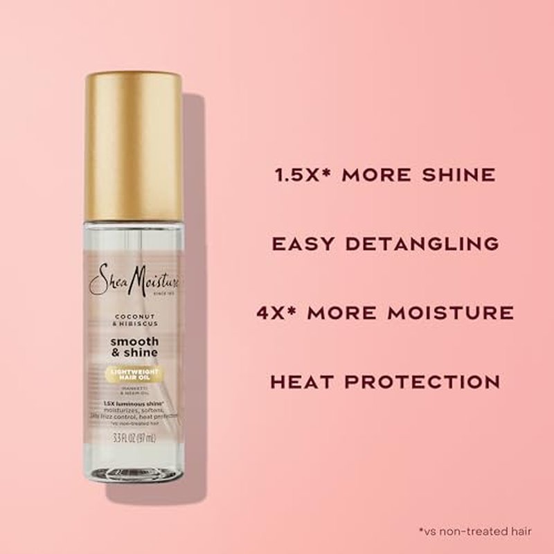 Shea Moisture Coconut & Hibiscus Smooth & Shine Oil Coconut & Hibiscus Softens And Hydrates Hair With Manketti And Coconut Oil For A Lightweight Texture 3.3 Fl Oz