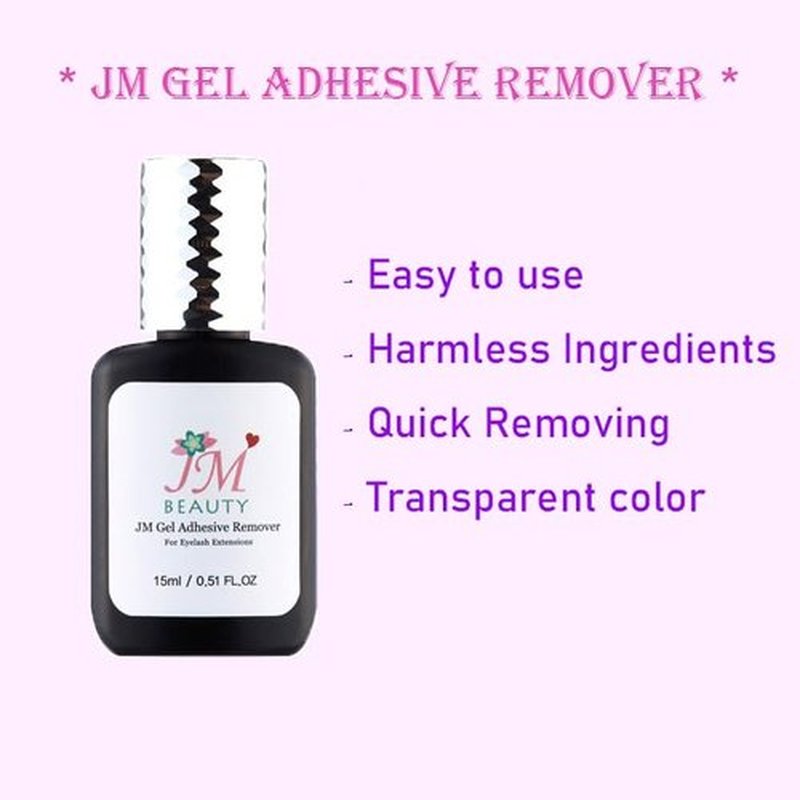 JM Beauty Gel Adhesive Remover for Eyelash Extensions, 15ml/0.51 FL.OZ, Quick-Acting Vegan and Gentle Formula, Safe, Easy to Apply, Eyelash Glue Remover Dissolves lash extension glue