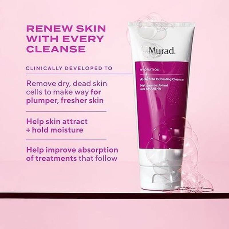 Murad AHA/BHA Exfoliating Cleanser - Triple-Action Face Wash with Salicylic, Lactic & Glycolic Acids - Smooth, Radiant Skin
