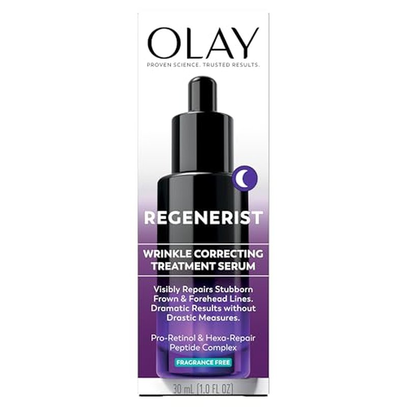 Olay Regenerist Resurfacing Retinol Serum, Renew, Anti-Wrinkle Serum for Women, Anti-Aging Skin Care, Advanced Night Repair, Fragrance-Free, Hexa-Repair Peptide & Pro-Retinol, 1.0oz