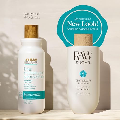 Raw Sugar The Moisture Smoothie Shampoo and Conditioner with Coconut Oil, Agave, & Sweet Almond Oil, Hydrates & Nourishes Dry Hair, Formulated without SLS/SLES or Parabens