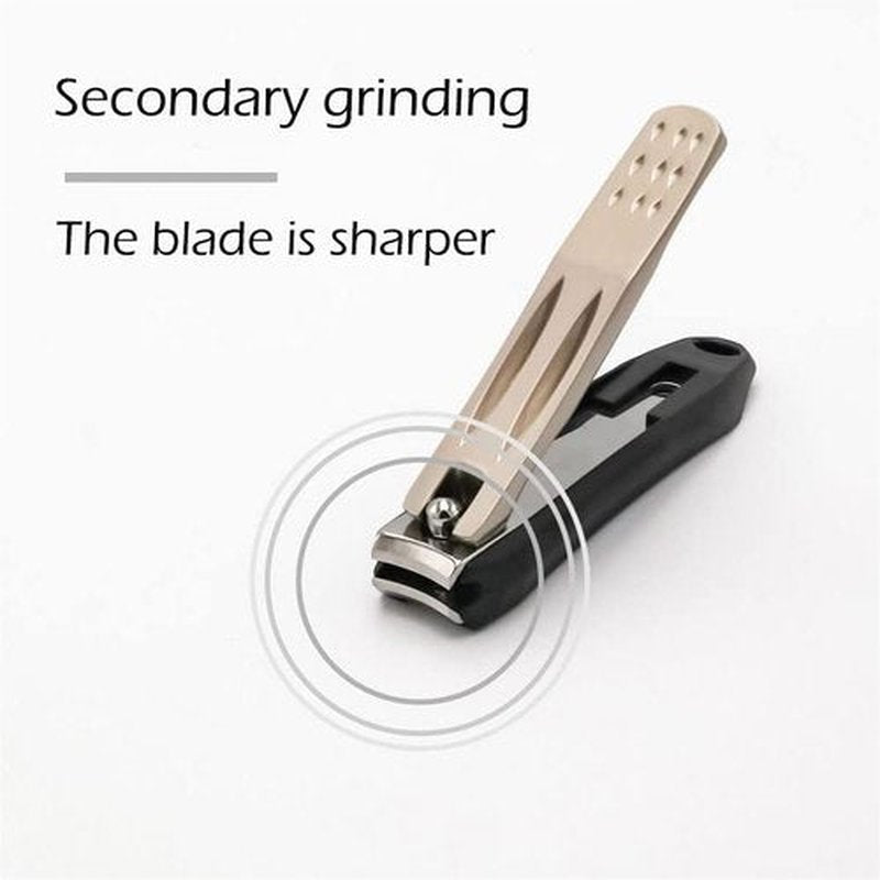 Nail Clippers, Stainless Steel Anti-Splash Nail Clippers, Nail Clippers with Flat Mouth Household File, for Manicure, Pedicure, Women and Men (A-Champagne gold)