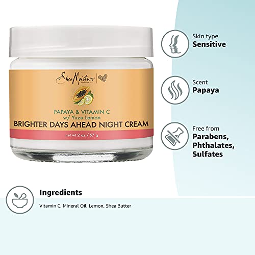 SheaMoisture Night Cream for Dull & Uneven Skin, Papaya and Vitamin C Moisturizer, 2 Oz