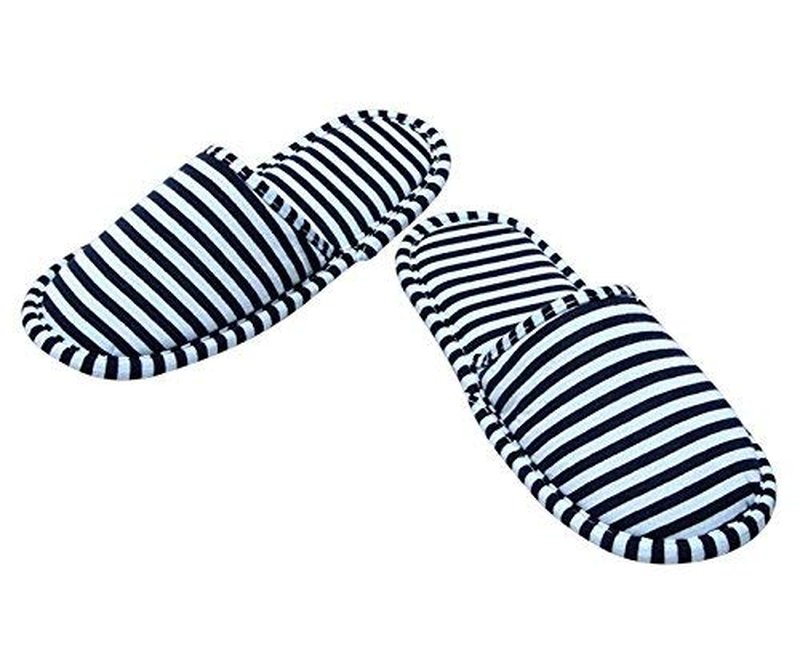 Non-Disposable Travel Slippers Portable Cotton Spa Hotel Guest Indoor Slippers, Dark Blue, 8-11 Women/6-9 Men