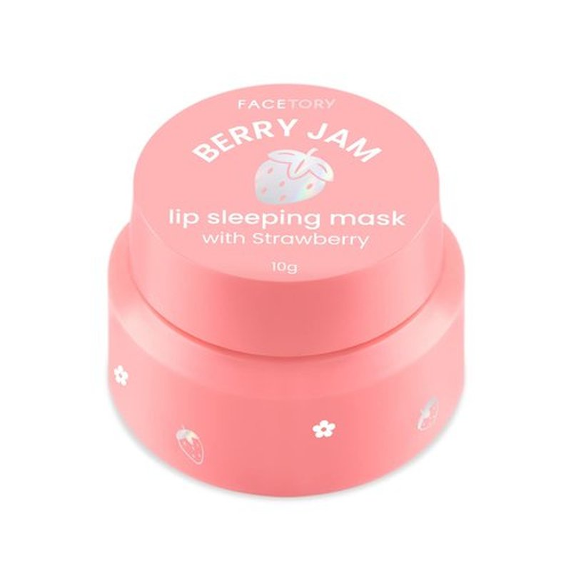 FaceTory Berry Jam Lip Sleeping Mask with Strawberry Fruit Extract and Shea Butter - for Softer Lips, for Dry, Cracked, and Chapped Lips, Moisturizing, Protecting, Nourishing - 10g