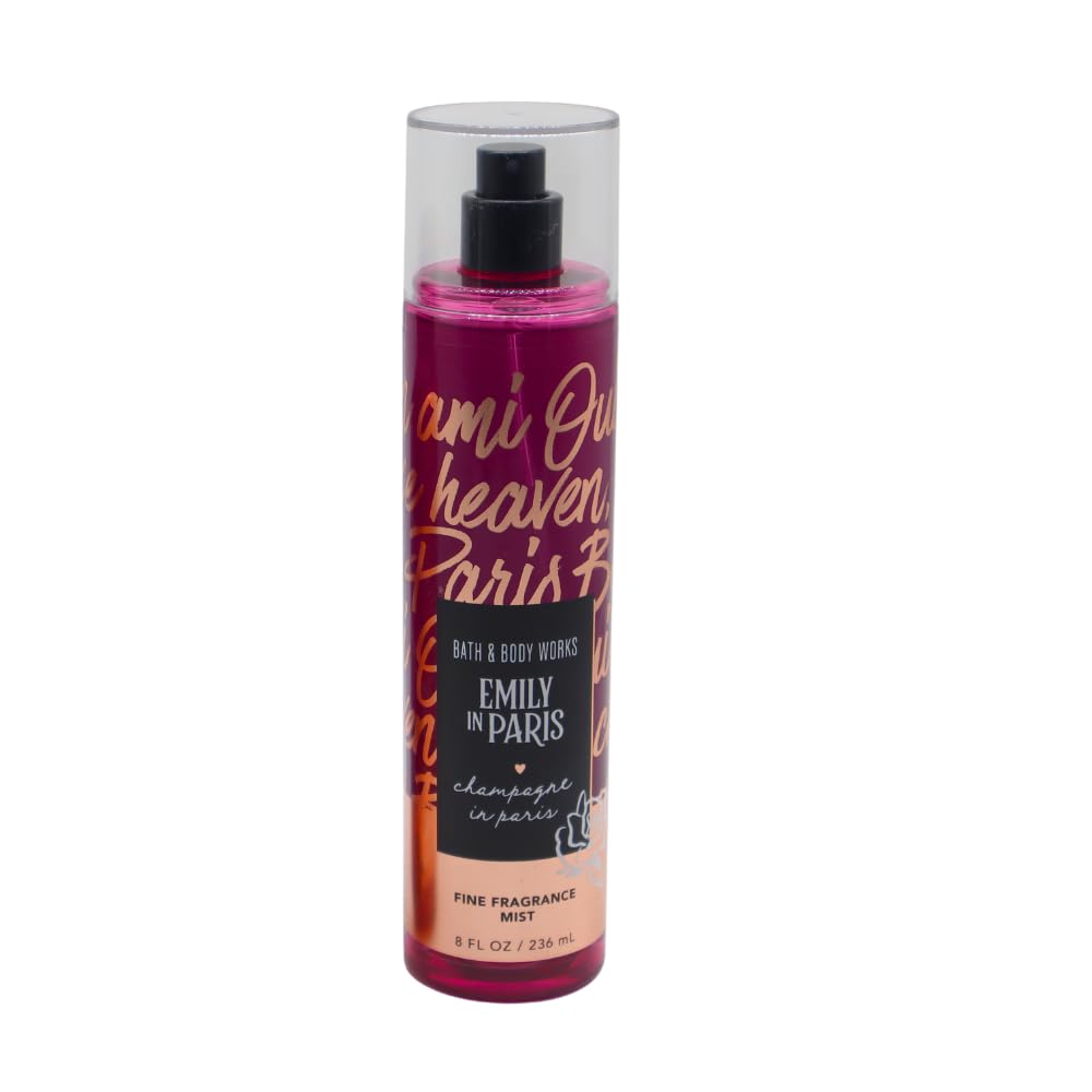 Bath & Body Works Emily in Paris CHAMPAGNE IN PARIS Fine Fragrance Mist & Body Wash 2pc Gift Set with a red bow for Holidays - Full Size