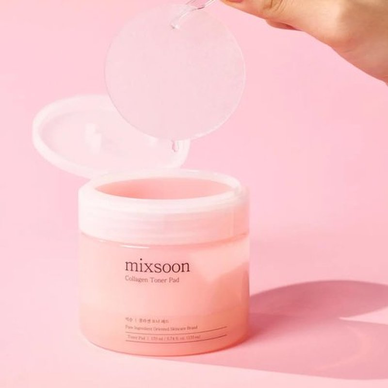 mixsoon Collagen Toner Pad - Hyaluronic Acid, Hydrating, Firming and Smoothing Facial Pads, Gentle Daily Care for Elastic, Radiant Skin 170ml / 5.74 fl.oz. Korean Glass Skin Care