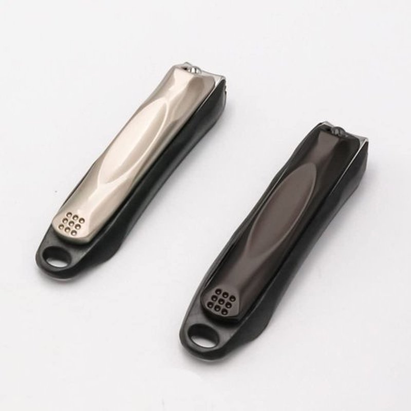 Nail Clippers, Stainless Steel Anti-Splash Nail Clippers, Nail Clippers with Flat Mouth Household File, for Manicure, Pedicure, Women and Men (A-Champagne gold)