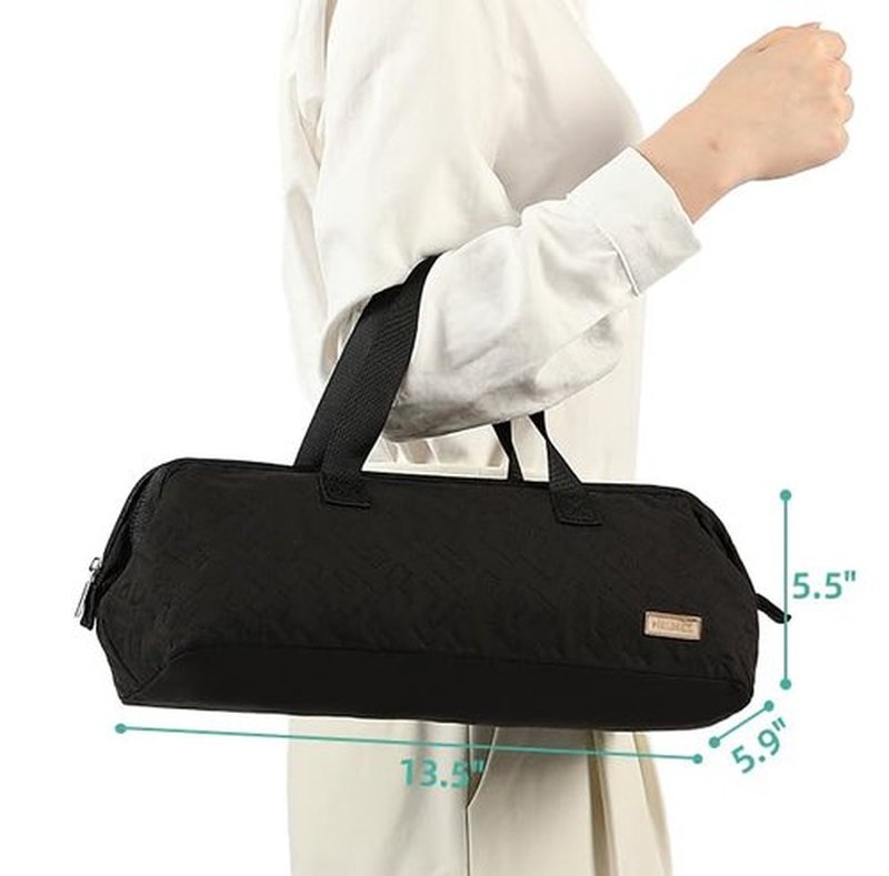 NISHEL Hair Tools Travel Carrying Bag, Portable Hair Air Wrap Dryer Case, Hair Dryer/Curling Iron/Airstraight Attachment Organizer, Black