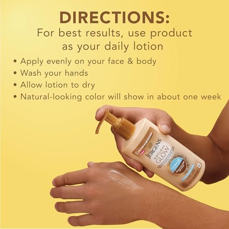 Jergens Natural Glow Hydra Gel Moisturizer, Hyaluronic Acid Tanning Lotion, Hydrating Tanning Gel, Fragrance-Free Self Tanner, Medium to Deep Skin Tones 8.3 Oz