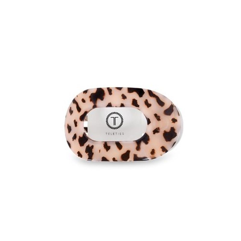 TELETIES - Medium Flat Round Clip - Strong Grip, Bendable Teeth, Comfortable Curved Design - Ideal for Medium-Thick Hair - For All Hair Textures - Blonde Tortoise
