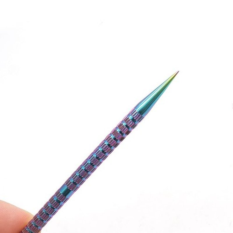 2 Pcs Holographic Stainless Steel Sticks Double Sided Nail Art and Cuticle Pusher Remover Manicure Pedicure Tool