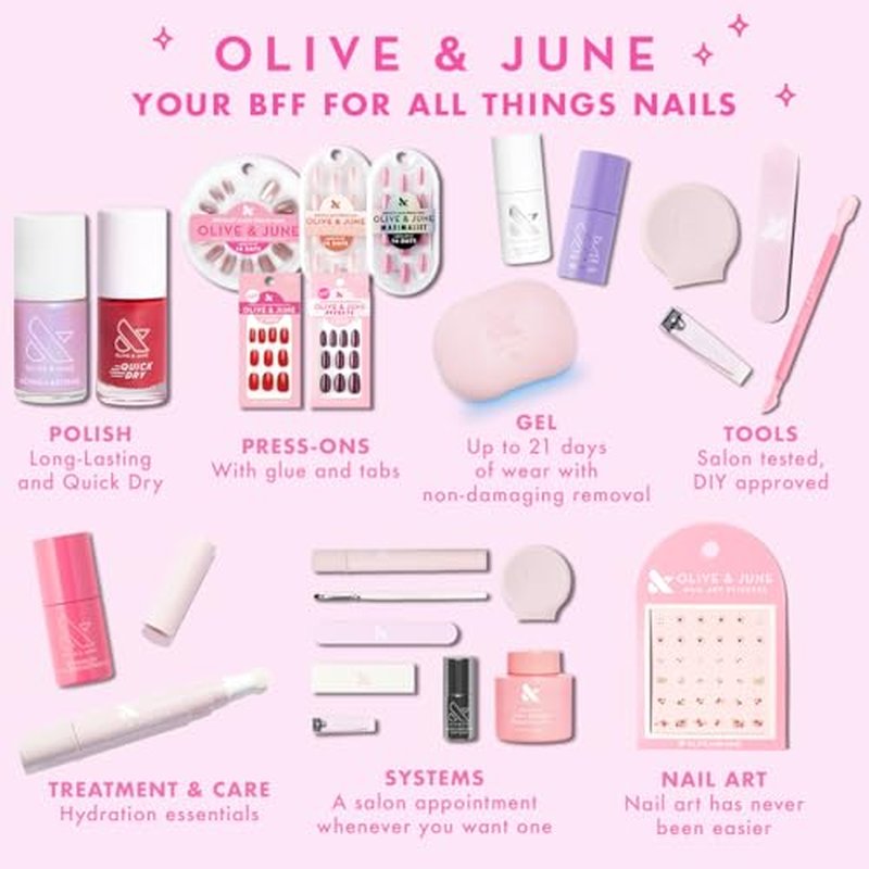 Olive & June Long Lasting Nail Polish Top Coat - Golden Effect | Gel-Like Finish | No Lamp Needed | Lasts up to 10 days | Salon-Quality at Home | Vegan & Cruelty-Free | Chip-Resistant | Gold Shimmer