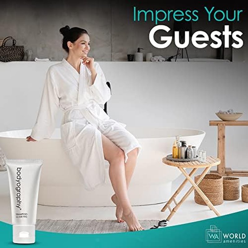 World Amenities - Bodyography blanc- Hand and Body Lotion | 1.4oz | Vanilla White Tea, Mini Travel Size Toiletries (100% Recyclable Tube with Flip Top Cap) Hotel Amenities, Suitable for All Skin Types