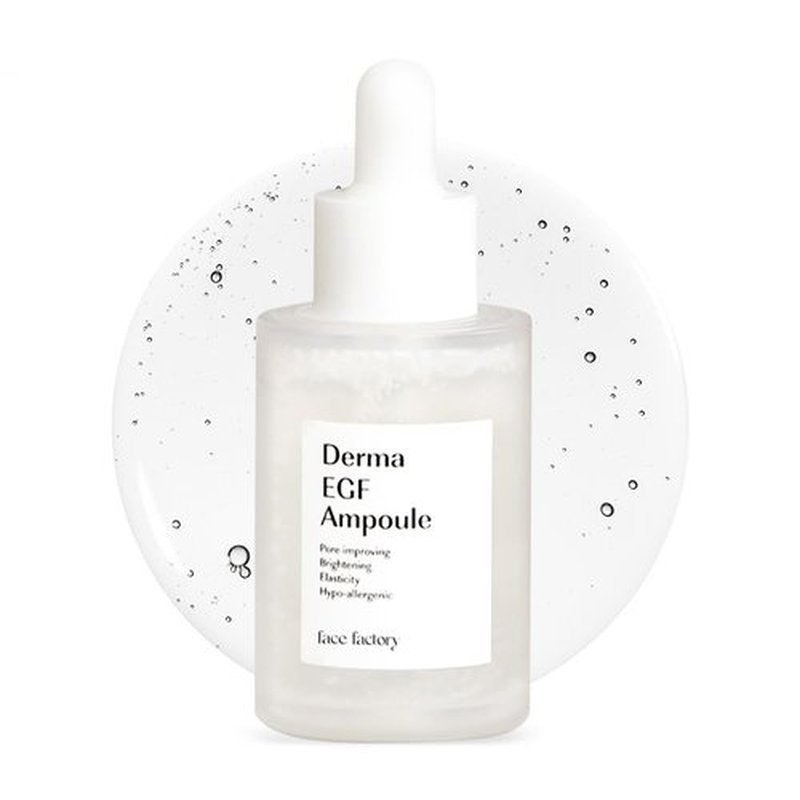 FACE FACTORY Derma EGF Ampoule, Glass Skin Serums, Skin Regeneration, Korean Skincare, Triple-HA, Anti-Aging Serum, EGF, Non-Sticky, Fast Absorbing, Hydration, Soothing & Repairing (30ml/1.01fl oz)