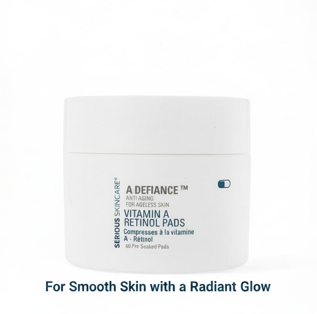 Retinol Exfoliation Treatment Pads for Smoother Skin - Retinyl Palmitate, Vitamin A - Daily Skin Resurfacing for Pore Care - Reduces Fine Lines and Wrinkles - Serious Skincare - 60 Count (2Pack)