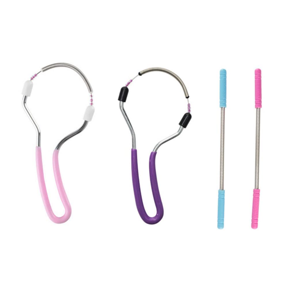 Ycnpeatt 4 Pieces Facial Hair Removers Spring Face Hair Removers with Handle Spring Hair Removal Threading Tools for Women and Men (Random Color)