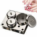 GOTOTOP 3Pcs Acrylic Nail Powder Container Stainless Steel Nail Art Mini Powder & Liquid Set Cans Storage Box Compact Manicure Tools 13.50 x 11.00 x 6.50cm