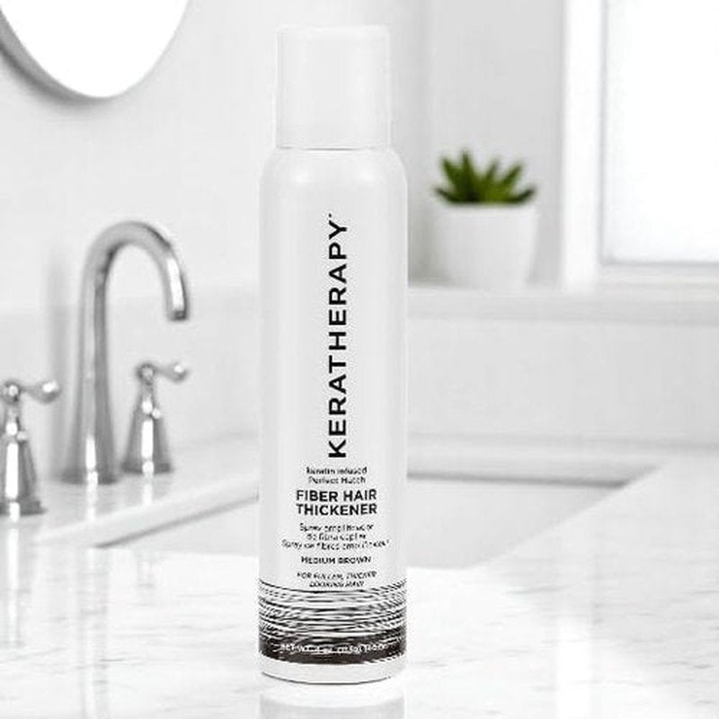 Keratherapy Keratin Infused Fiber Hair Thickener Spray - Medium Brown, 4 fl. oz. | Volumizing & Concealing Solution for Thinning Hair