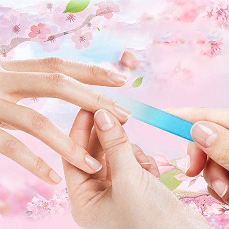 12 Pack Glass Nail Files with Case Crystal Glass Fingernail Files Double Sided Glass Nail File Mixed Color Manicure Set Christmas Gifts Stocking Stuffers