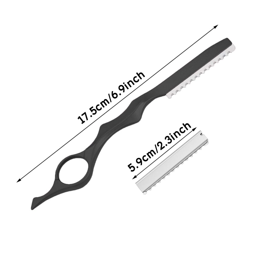 GlamorDove Hair Styling Cutting Razor Hair Extension Tool Hair Thinning Comb Hair Cutting Razor Set With 10pcs Replacement Blades Stainless Steel for Barber Salon Home Use