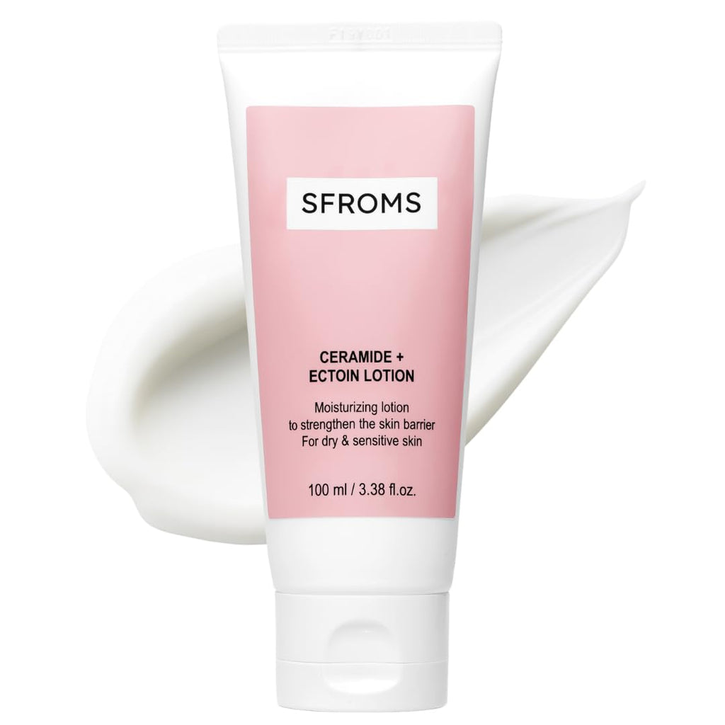 SFROMS Ceramide, Ectoin & Hyaluronic Acid Lotion for Dry & Sensitive Skin, Barrier Repair Moisturizer, Fragrance-Free, Dermatologically Tested, Korean Skincare, 100 ml