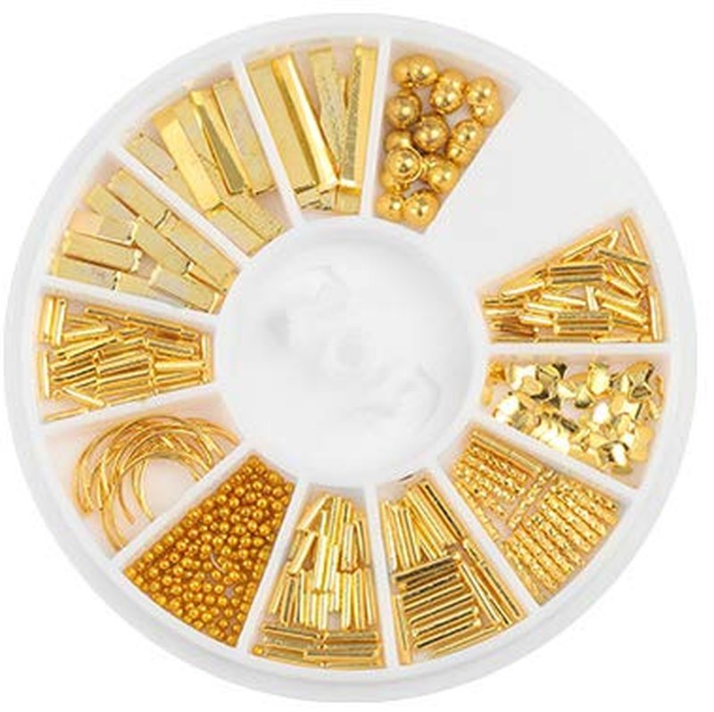 YesLady Nail Art Gold Metal Studs 3D DIY Punk Rivet Gems Manicure Beads Tips 10 Wheel Jewels Decoration