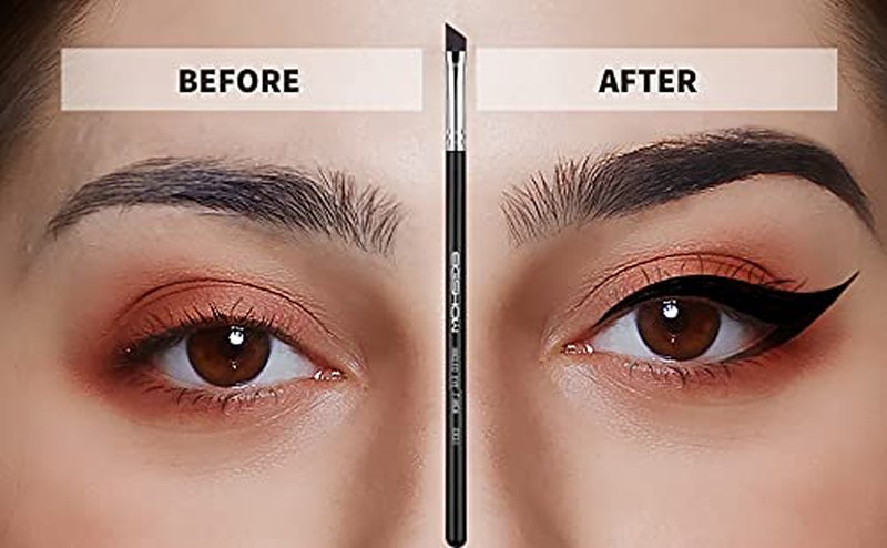 Skiennix Eyeliner Brush - PRO Precision Gel Eye Liner Makeup Brush with Ultra Thin Slanted Bristles | 2-Piece Set