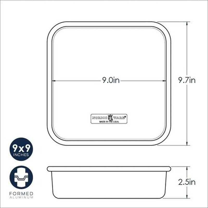 Nordic Ware Square Cake Pan - Natural Aluminum Construction | 9 x 9 Inches for Perfect Baking