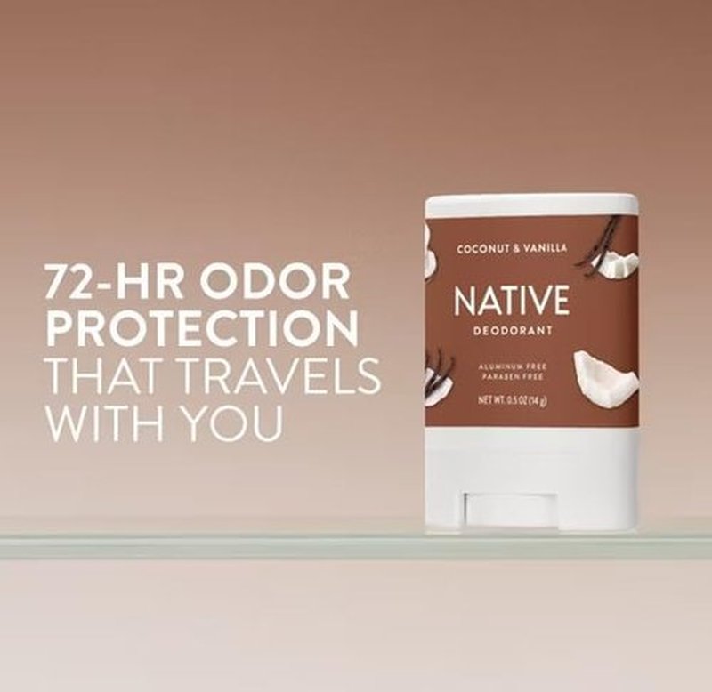 Native Deodorant - Aluminum Free Coconut & Vanilla Scent - Travel Size 0.5oz (Pack of 4)