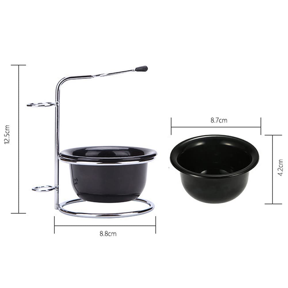 luzen Stainless Steel Shaving Bowl and Brush Stand, Professional 2 in 1 Shaving Stand Bowl Shaving Razor Brush Holder Grooming Tool Shaving Kit for Men