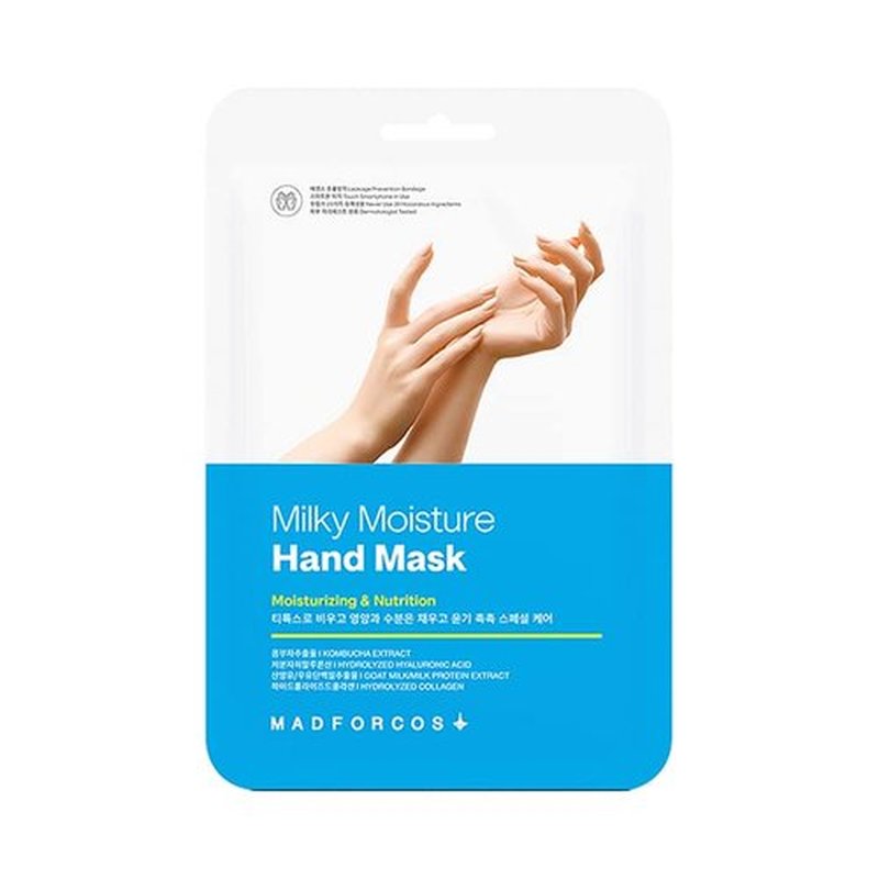 MADFORCOS Moisturizing Hand Mask Gloves for Dry, Cracked Hands – Deep Hydrating Spa Treatment with Goat Milk, Kombucha & Collagen – 5 Pairs