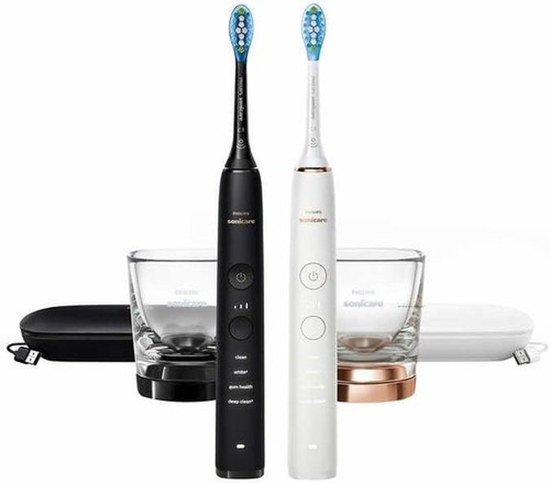 Philips Sonicare Diamond Clean Rechargeable Toothbrush - Battery Powered for Complete Oral Care | 2-Pack Black Handles