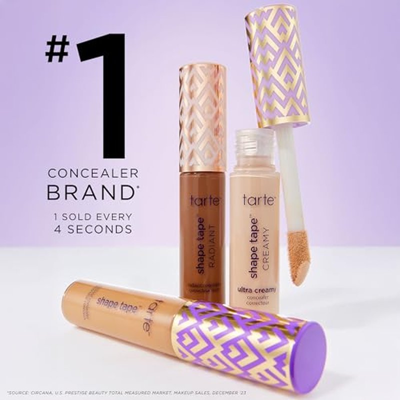 tarte shape tape best-sellers set – Shape Tape Concealer, Hydrating Lip Gloss Balm & Mascara for Curl, Volume & Length, Longwear, Cruelty-Free, travel size, 29N light-medium & rose