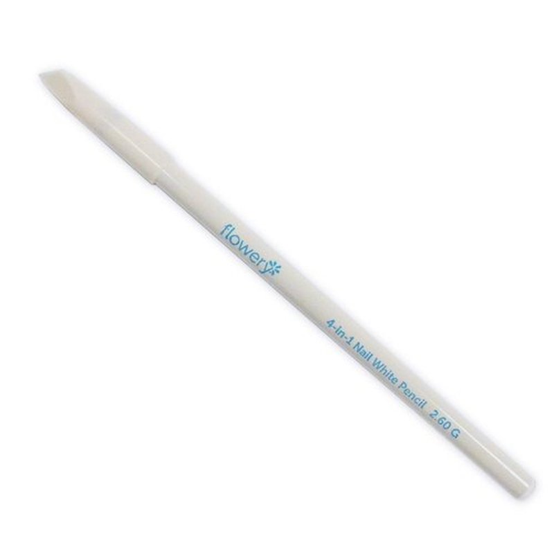 Flowery 4-In-1 White Nail Pencil - Under Nail Whitener & Cuticle Pusher for Perfect French Manicure