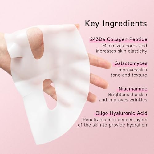 ORDIFEN Bio Collagen Real Deep Mask, Bio-Collagen Face Masks - Deep Hydrating Overnight Face Mask, Korean Skincare, 4 PCS Facial Treatments & Masks for Women - Firming & Moisturizing