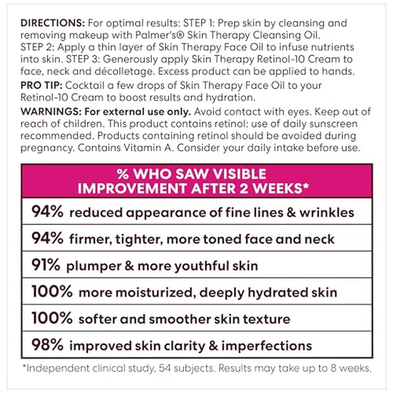 Palmer's Cocoa Butter Formula Face Cream, Skin Therapy Retinol-10 Moisturizer, 2.7 Oz, Vitamin E & Hyaluronic Acid, Helps Reduce Fine Lines & Uneven Skin Tone, 48Hr Moisture, Dermatologist Approved
