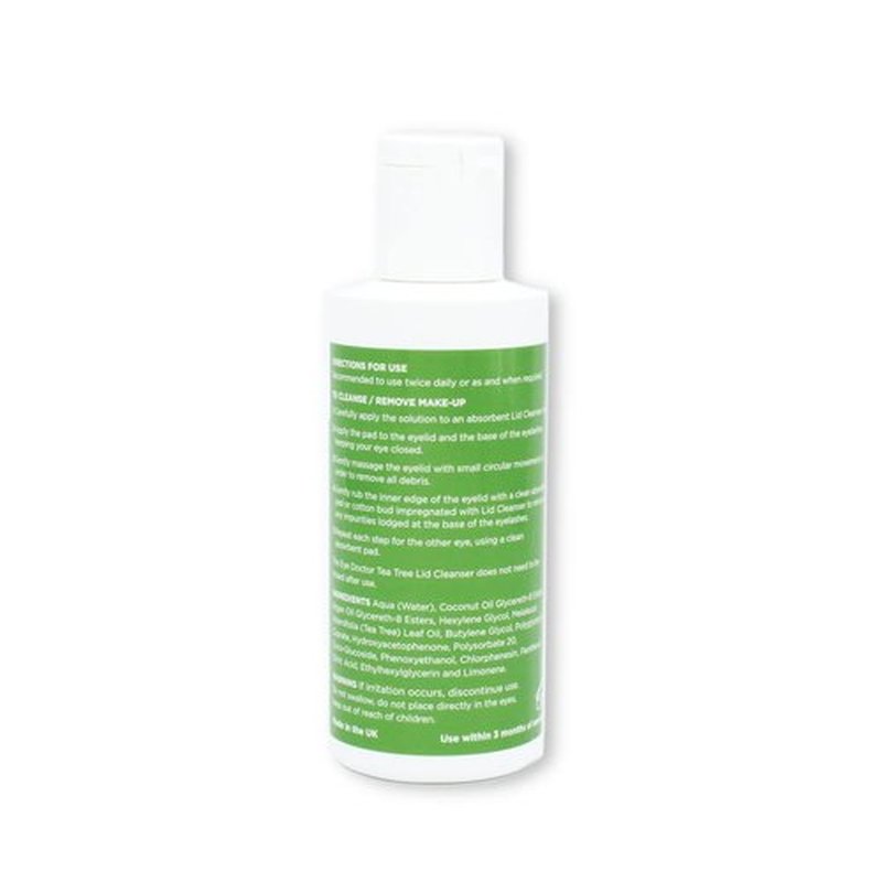 The Eye Doctor Tea Tree Lid Cleanser 100ml – Daily Eyelid Hygiene Remove Debris & Make-up Eyelid Eyelashes – For Sensitive Eyes – Contains Tea Tree Oil Argan Oil Coconut Oil & Micellar Water