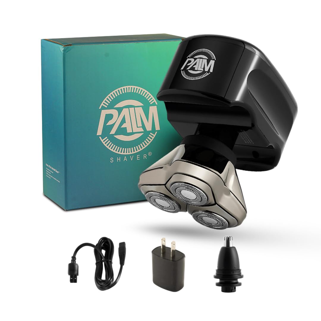 Skull Shaver Palm Shaver for Men - Head & Face Razor - Ergonomic Design - Waterproof Cordless Razor - Travel Friendly - Grooming Gift for Bald Men