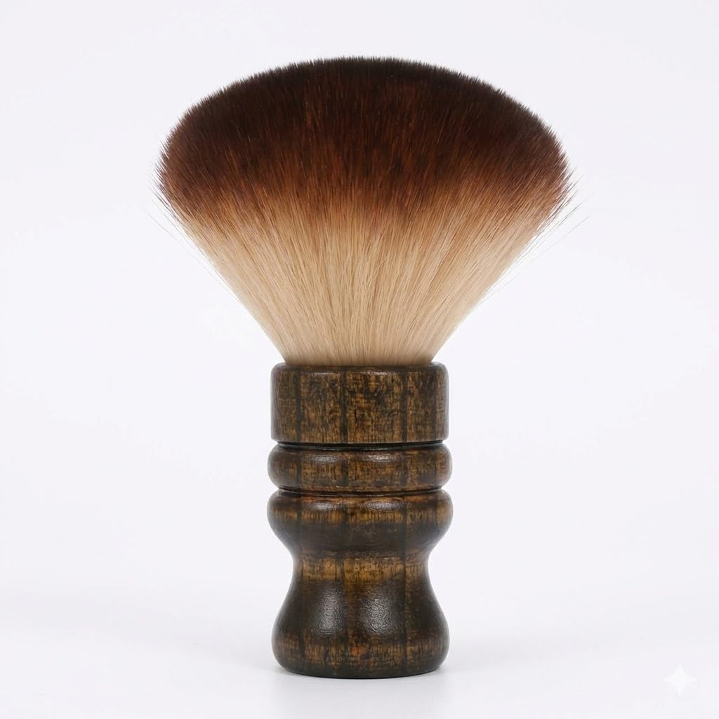 Soft Barber Neck Duster Brush - Premium Wooden Handle Hair Cleaning Brush for Salon, Fade Cutting & Beard Care