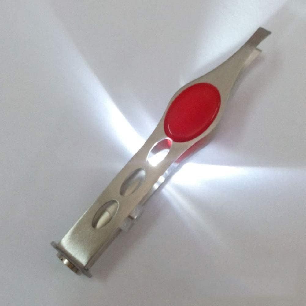 3Pcs Silver Tweezer With LED Light for Hair Removal Makeup Tool Eyebrow Eyelash Tweezers for Women Facial Hair, Lash Trimmer,Hair Ingrown for Tweezer,Women's Hair Removal Tweezers