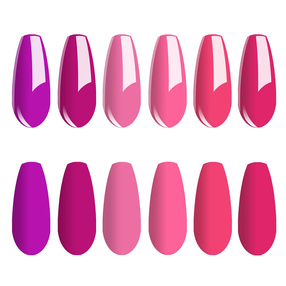 Vishine Hot Pink Fuchsia Gel Nail Polish Set - 6PCS Colors Magenta Purple Gel Polish, Soak Off Gel Polish Set Nail Art LED UV Nail Lamp Cured,8ml Each Bottle Nail Gel Kit Glamour Gifts
