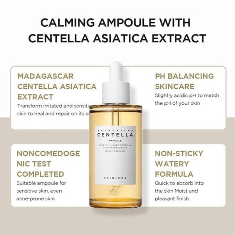 SKIN1004 Madagascar Centella Ampoule 1.01 fl.oz, 30ml, Korean Face Serum with Centella Asiatica for Hydrating and Moisturizing Care, Soothing Facial Serum for Skin Balance and Glow, Korean Skin Care