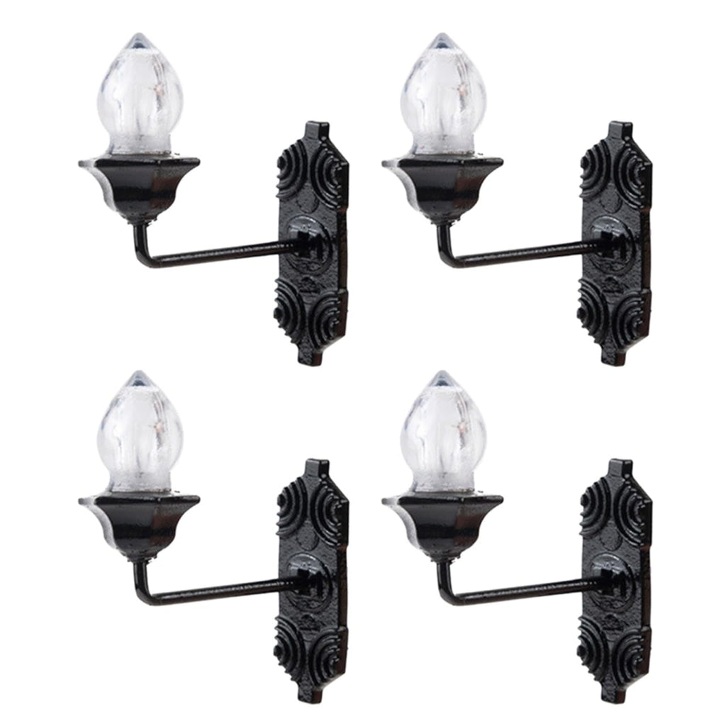 Housoutil Dollhouse Miniature Wall Sconces, 5PCS Dollhouse LED Wall Lamp, ABS Mini Decor Lamp,Black Decor Outdoor Lights Sand Table Lighting Toy for DIY Living Room Mini Toy Models